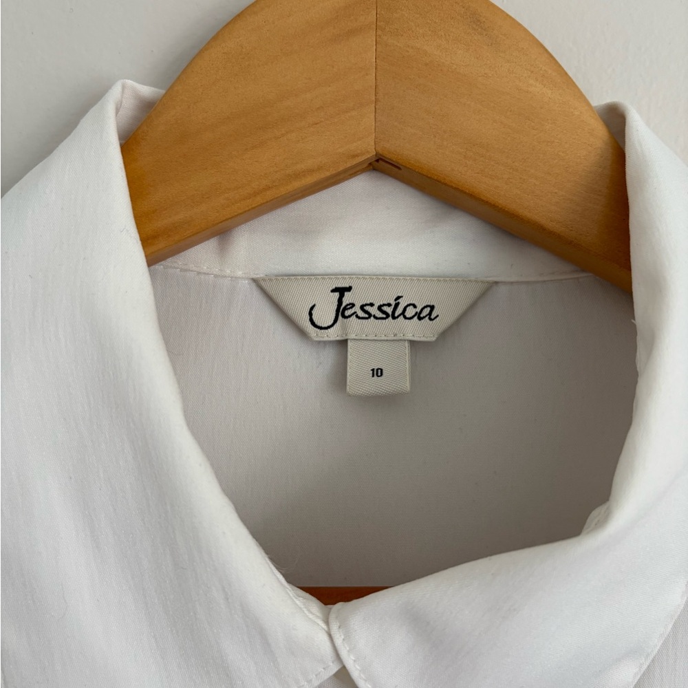 Jessica White Collared Button-Up Blouse / Y2K - Picture 6 of 8
